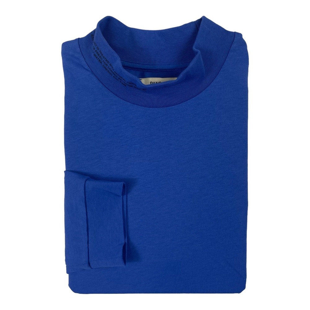 Pangaia Men Sz M High Neck Long Sleeve T Shirt Blue Organic Cotton PPRMINT